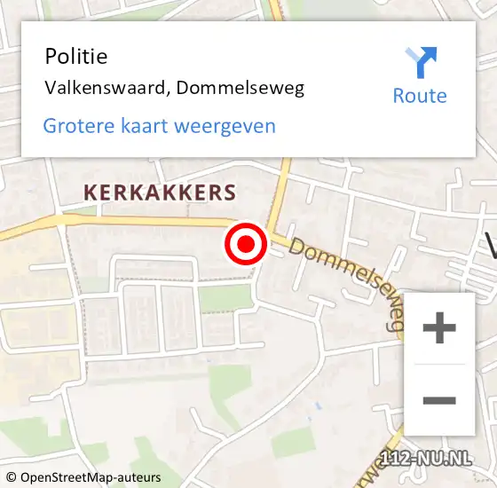 Locatie op kaart van de 112 melding: Politie Valkenswaard, Dommelseweg op 21 september 2022 10:53