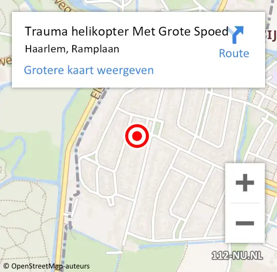 Locatie op kaart van de 112 melding: Trauma helikopter Met Grote Spoed Naar Haarlem, Ramplaan op 21 september 2022 10:58