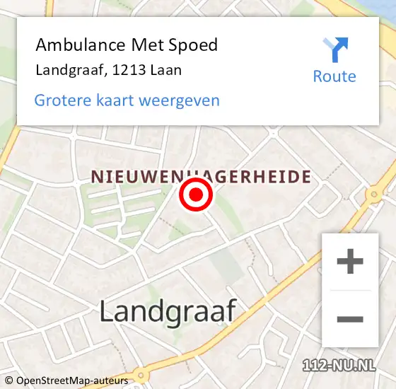 Locatie op kaart van de 112 melding: Ambulance Met Spoed Naar Landgraaf, 1213 Laan op 29 juli 2014 23:33