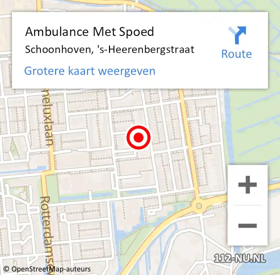 Locatie op kaart van de 112 melding: Ambulance Met Spoed Naar Schoonhoven, 's-Heerenbergstraat op 21 september 2022 11:39