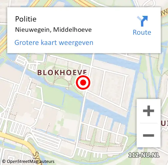 Locatie op kaart van de 112 melding: Politie Nieuwegein, Middelhoeve op 21 september 2022 11:51