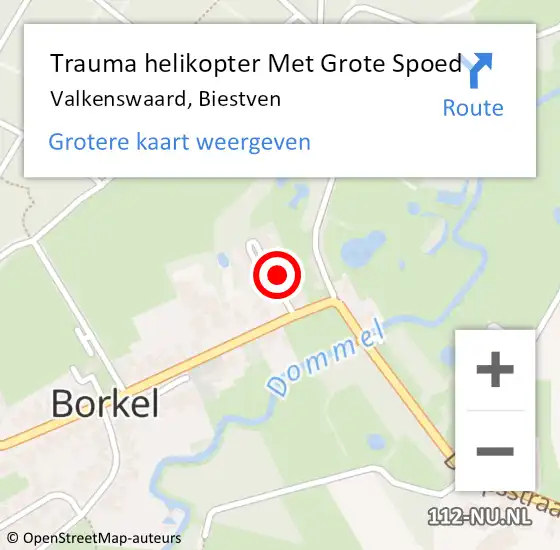 Locatie op kaart van de 112 melding: Trauma helikopter Met Grote Spoed Naar Valkenswaard, Biestven op 21 september 2022 12:00