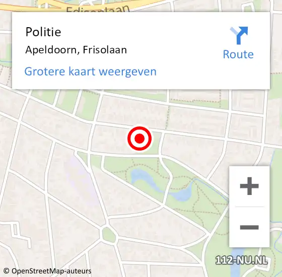 Locatie op kaart van de 112 melding: Politie Apeldoorn, Frisolaan op 21 september 2022 12:11