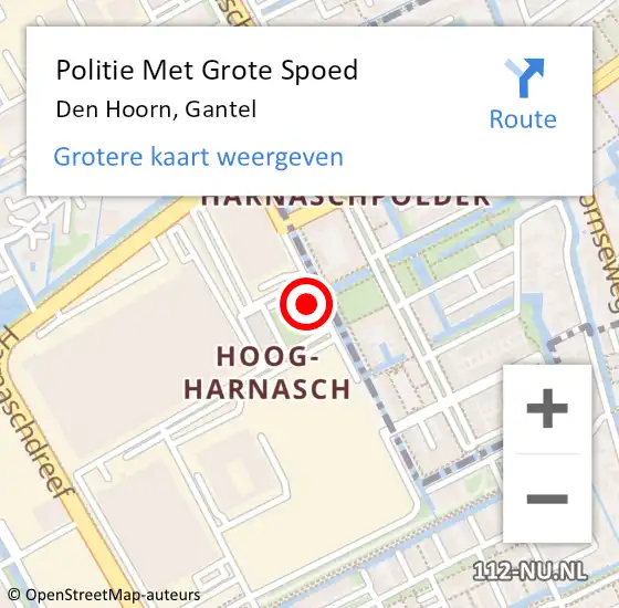 Locatie op kaart van de 112 melding: Politie Met Grote Spoed Naar Den Hoorn, Gantel op 21 september 2022 12:15