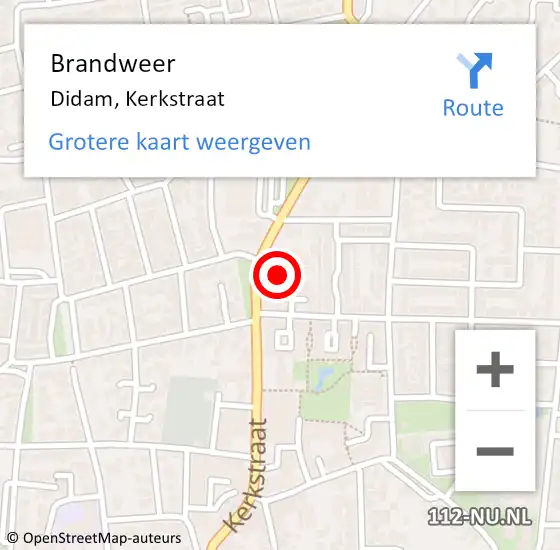 Locatie op kaart van de 112 melding: Brandweer Didam, Kerkstraat op 21 september 2022 12:54