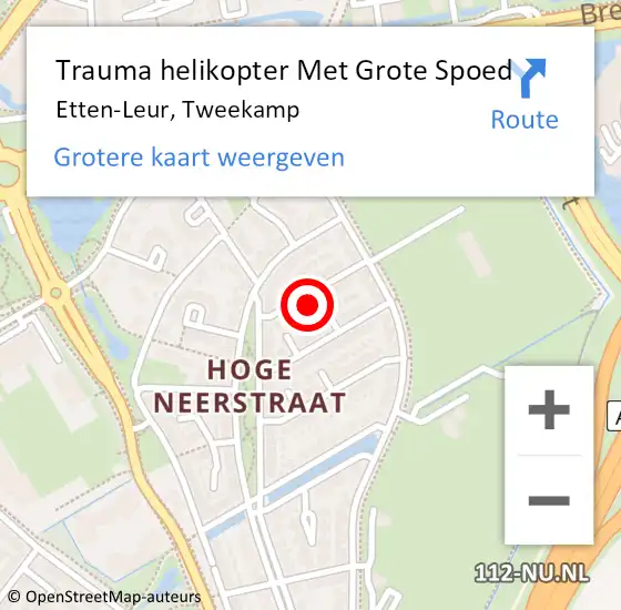 Locatie op kaart van de 112 melding: Trauma helikopter Met Grote Spoed Naar Etten-Leur, Tweekamp op 21 september 2022 13:03