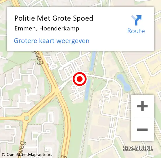 Locatie op kaart van de 112 melding: Politie Met Grote Spoed Naar Emmen, Hoenderkamp op 21 september 2022 13:28