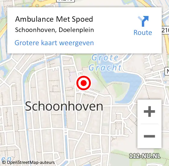 Locatie op kaart van de 112 melding: Ambulance Met Spoed Naar Schoonhoven, Doelenplein op 21 september 2022 13:36