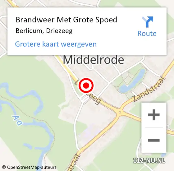 Locatie op kaart van de 112 melding: Brandweer Met Grote Spoed Naar Berlicum, Driezeeg op 21 september 2022 13:38