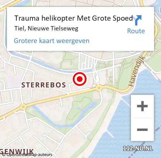 Locatie op kaart van de 112 melding: Trauma helikopter Met Grote Spoed Naar Tiel, Nieuwe Tielseweg op 21 september 2022 13:39