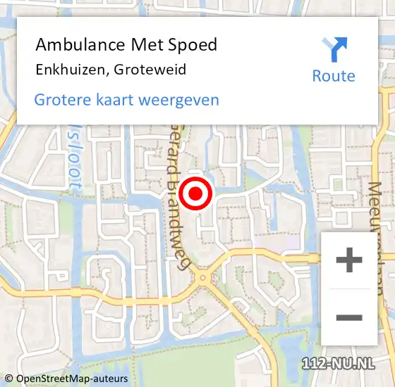 Locatie op kaart van de 112 melding: Ambulance Met Spoed Naar Enkhuizen, Groteweid op 21 september 2022 13:40