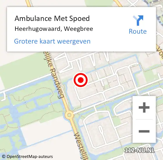 Locatie op kaart van de 112 melding: Ambulance Met Spoed Naar Heerhugowaard, Weegbree op 21 september 2022 13:54