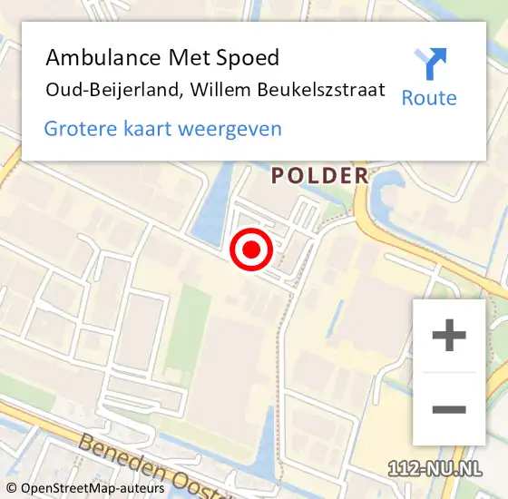 Locatie op kaart van de 112 melding: Ambulance Met Spoed Naar Oud-Beijerland, Willem Beukelszstraat op 21 september 2022 13:54