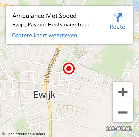 Locatie op kaart van de 112 melding: Ambulance Met Spoed Naar Ewijk, Pastoor Hootsmansstraat op 21 september 2022 14:10