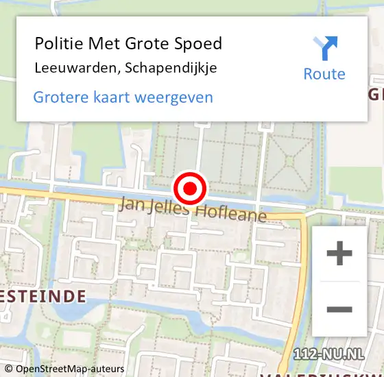 Locatie op kaart van de 112 melding: Politie Met Grote Spoed Naar Leeuwarden, Schapendijkje op 21 september 2022 14:52