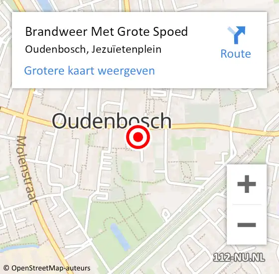 Locatie op kaart van de 112 melding: Brandweer Met Grote Spoed Naar Oudenbosch, Jezuïetenplein op 21 september 2022 14:56