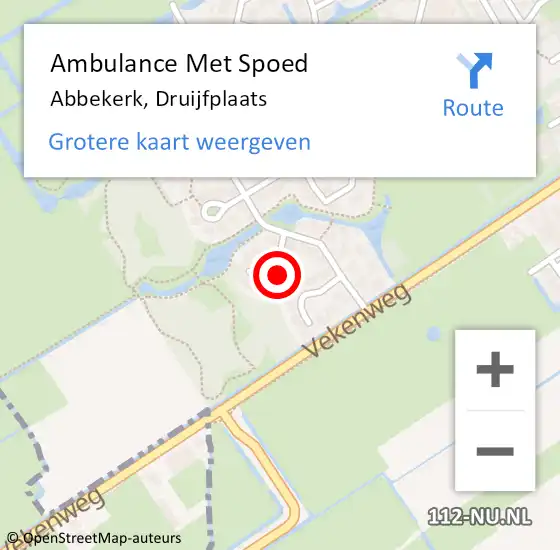 Locatie op kaart van de 112 melding: Ambulance Met Spoed Naar Abbekerk, Druijfplaats op 21 september 2022 14:59
