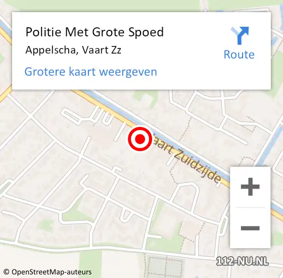 Locatie op kaart van de 112 melding: Politie Met Grote Spoed Naar Appelscha, Vaart Zz op 21 september 2022 15:12