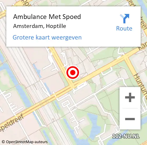 Locatie op kaart van de 112 melding: Ambulance Met Spoed Naar Amsterdam-Zuidoost, Hoptille op 21 september 2022 15:13