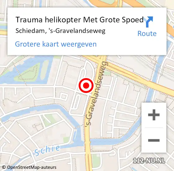 Locatie op kaart van de 112 melding: Trauma helikopter Met Grote Spoed Naar Schiedam, 's-Gravelandseweg op 21 september 2022 15:35