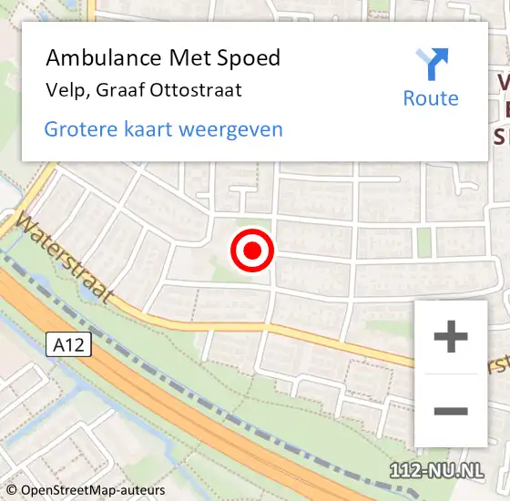 Locatie op kaart van de 112 melding: Ambulance Met Spoed Naar Velp, Graaf Ottostraat op 21 september 2022 16:05