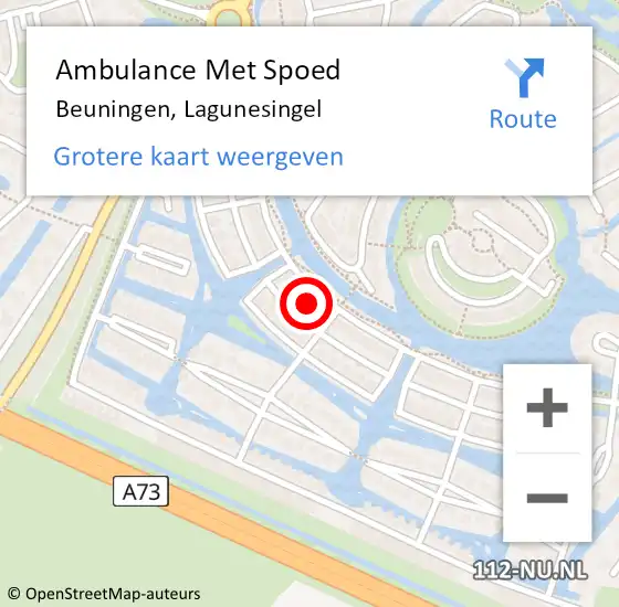 Locatie op kaart van de 112 melding: Ambulance Met Spoed Naar Beuningen, Lagunesingel op 21 september 2022 16:22