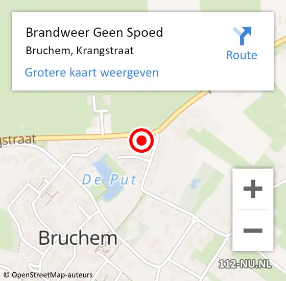 Locatie op kaart van de 112 melding: Brandweer Geen Spoed Naar Bruchem, Krangstraat op 21 september 2022 16:25