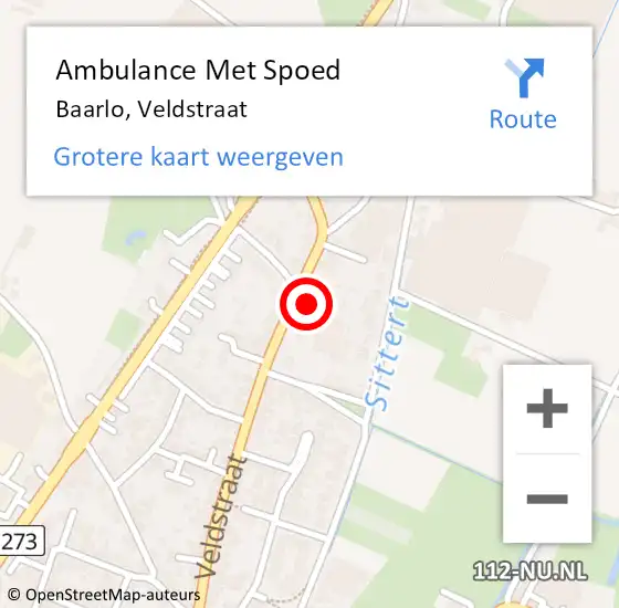 Locatie op kaart van de 112 melding: Ambulance Met Spoed Naar Baarlo, Veldstraat op 30 juli 2014 00:42