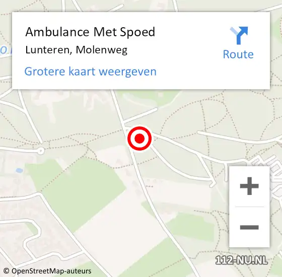 Locatie op kaart van de 112 melding: Ambulance Met Spoed Naar Lunteren, Molenweg op 21 september 2022 16:32