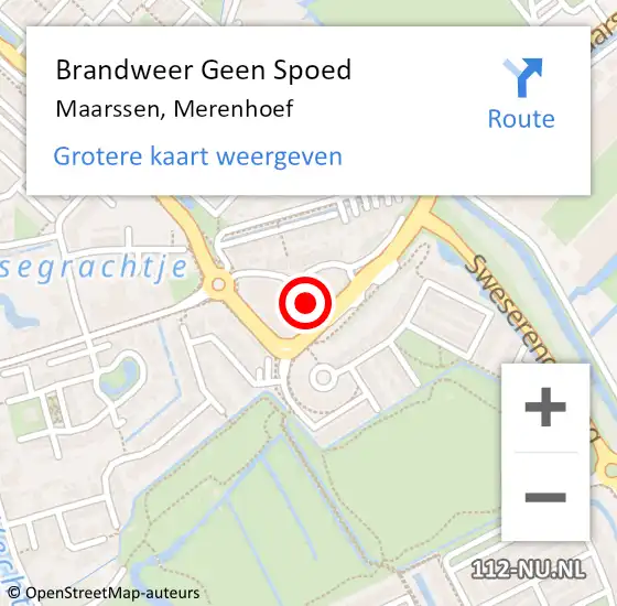 Locatie op kaart van de 112 melding: Brandweer Geen Spoed Naar Maarssen, Merenhoef op 21 september 2022 16:38