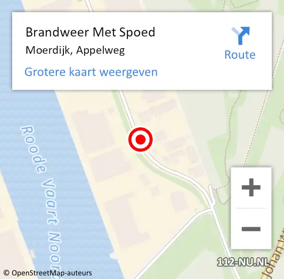 Locatie op kaart van de 112 melding: Brandweer Met Spoed Naar Moerdijk, Appelweg op 21 september 2022 16:48