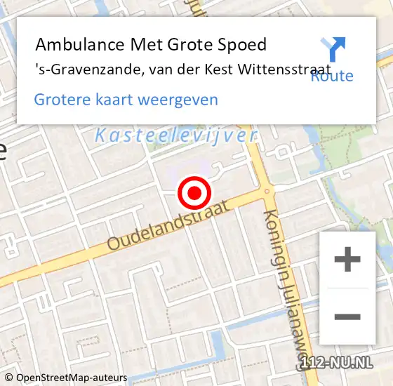 Locatie op kaart van de 112 melding: Ambulance Met Grote Spoed Naar 's-Gravenzande, van der Kest Wittensstraat op 21 september 2022 16:54