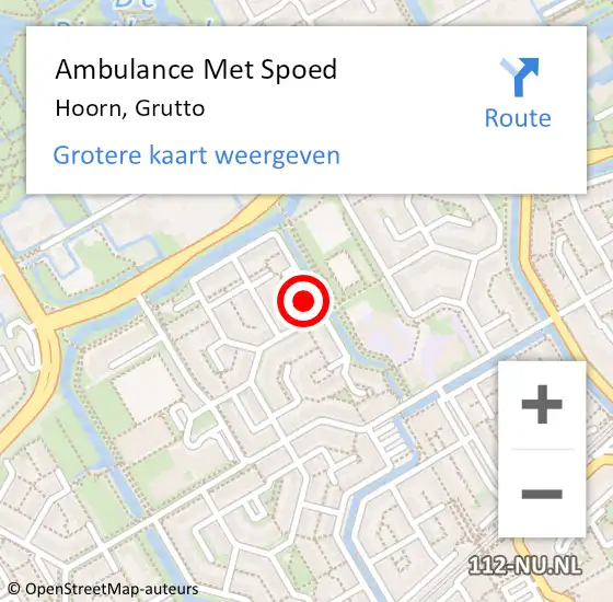 Locatie op kaart van de 112 melding: Ambulance Met Spoed Naar Hoorn, Grutto op 21 september 2022 17:07