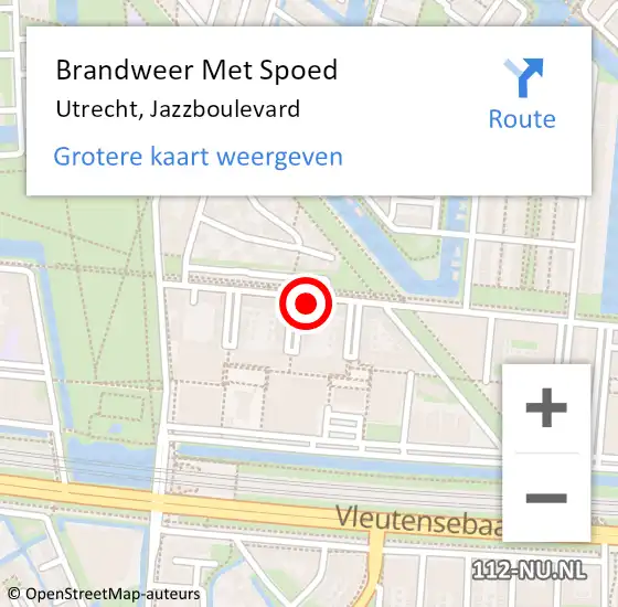 Locatie op kaart van de 112 melding: Brandweer Met Spoed Naar Utrecht, Jazzboulevard op 21 september 2022 17:10
