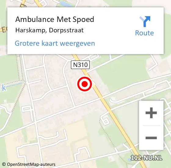 Locatie op kaart van de 112 melding: Ambulance Met Spoed Naar Harskamp, Dorpsstraat op 21 september 2022 17:20