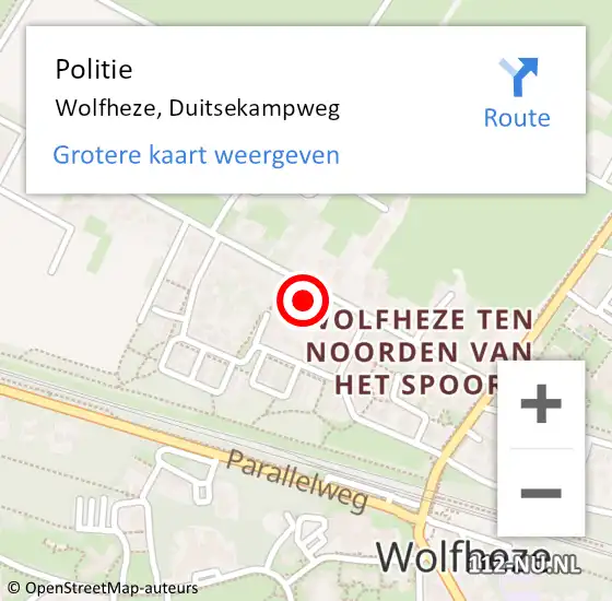 Locatie op kaart van de 112 melding: Politie Wolfheze, Duitsekampweg op 21 september 2022 17:25