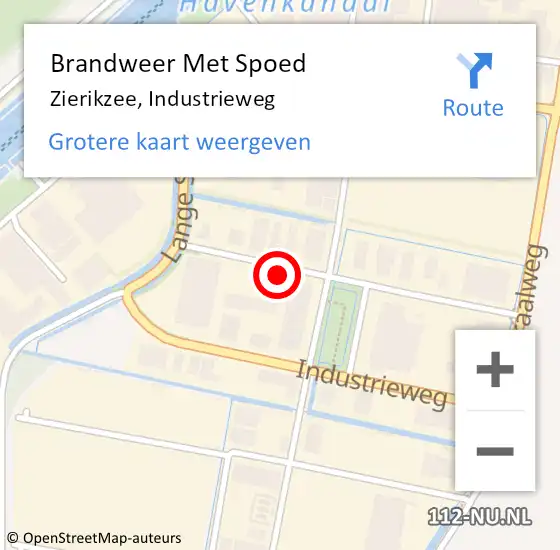 Locatie op kaart van de 112 melding: Brandweer Met Spoed Naar Zierikzee, Industrieweg op 21 september 2022 17:25