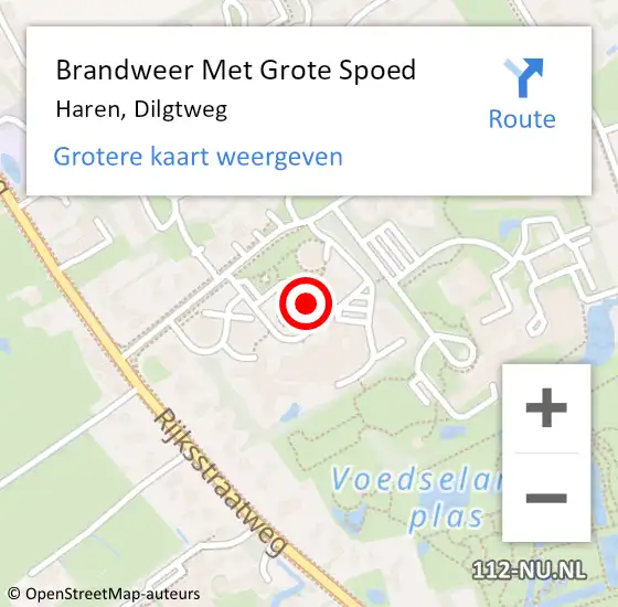 Locatie op kaart van de 112 melding: Brandweer Met Grote Spoed Naar Haren, Dilgtweg op 21 september 2022 17:25