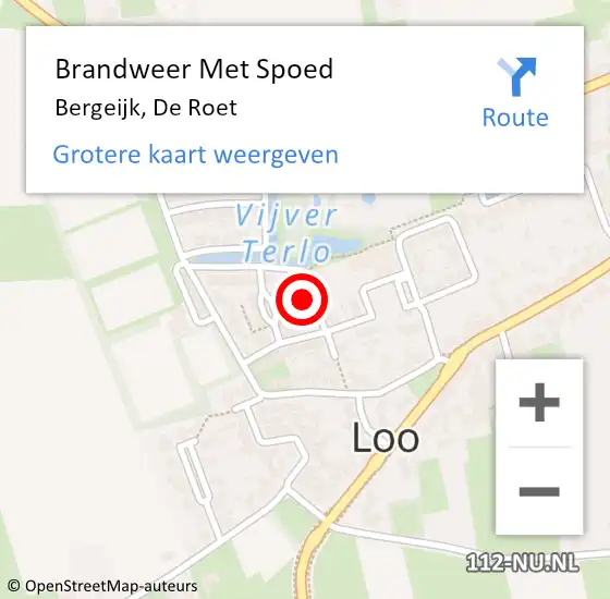 Locatie op kaart van de 112 melding: Brandweer Met Spoed Naar Bergeijk, De Roet op 21 september 2022 17:34