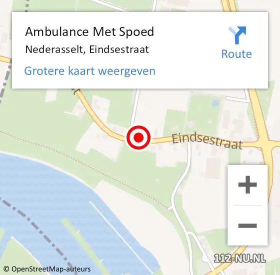 Locatie op kaart van de 112 melding: Ambulance Met Spoed Naar Nederasselt, Eindsestraat op 21 september 2022 17:38