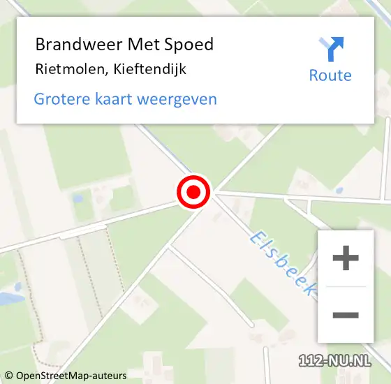 Locatie op kaart van de 112 melding: Brandweer Met Spoed Naar Rietmolen, Kieftendijk op 21 september 2022 17:45