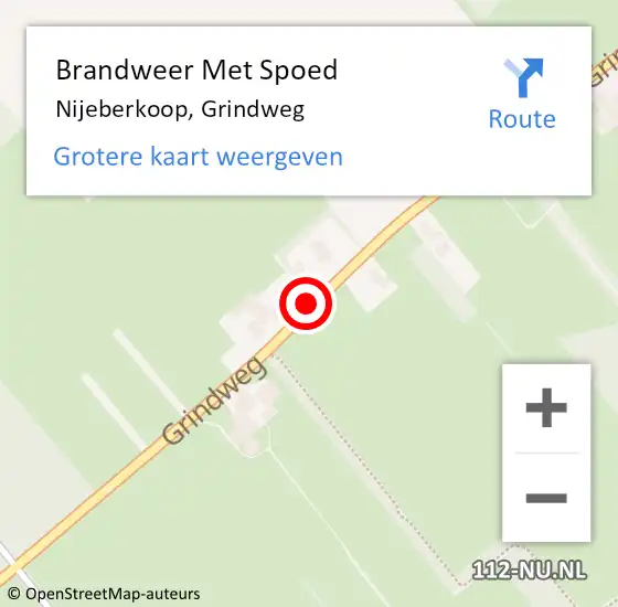 Locatie op kaart van de 112 melding: Brandweer Met Spoed Naar Nijeberkoop, Grindweg op 21 september 2022 17:48