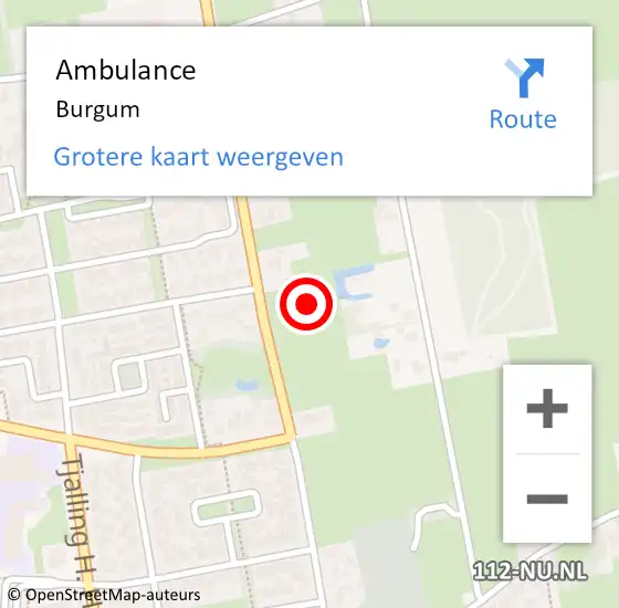 Locatie op kaart van de 112 melding: Ambulance Bergum op 21 september 2022 18:26