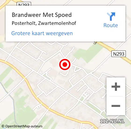 Locatie op kaart van de 112 melding: Brandweer Met Spoed Naar Posterholt, Zwartemolenhof op 21 september 2022 18:44