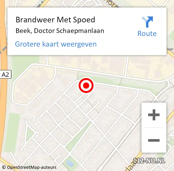 Locatie op kaart van de 112 melding: Brandweer Met Spoed Naar Beek, Doctor Schaepmanlaan op 21 september 2022 18:51