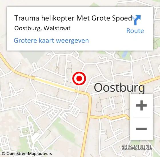 Locatie op kaart van de 112 melding: Trauma helikopter Met Grote Spoed Naar Oostburg, Walstraat op 21 september 2022 18:53