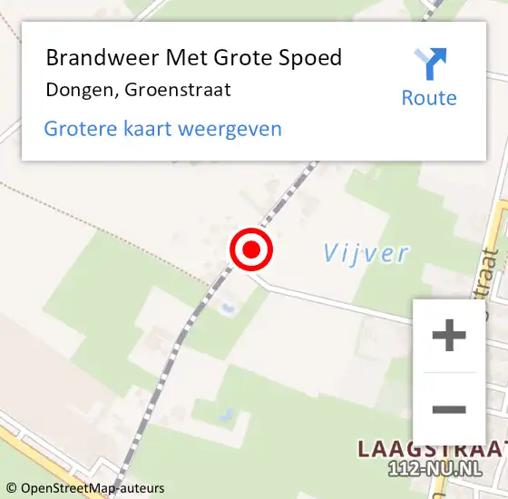 Locatie op kaart van de 112 melding: Brandweer Met Grote Spoed Naar Dongen, Groenstraat op 21 september 2022 19:28