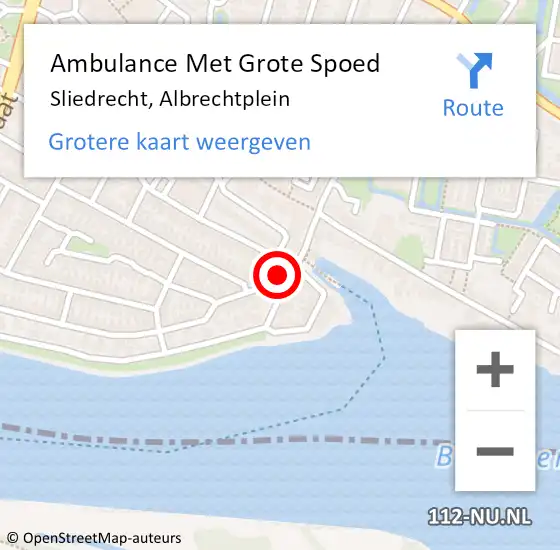 Locatie op kaart van de 112 melding: Ambulance Met Grote Spoed Naar Sliedrecht, Albrechtplein op 21 september 2022 19:41