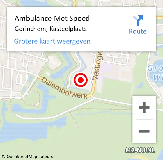 Locatie op kaart van de 112 melding: Ambulance Met Spoed Naar Gorinchem, Kasteelplaats op 21 september 2022 19:41