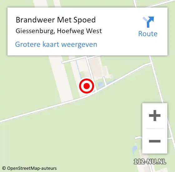 Locatie op kaart van de 112 melding: Brandweer Met Spoed Naar Giessenburg, Hoefweg West op 21 september 2022 19:48